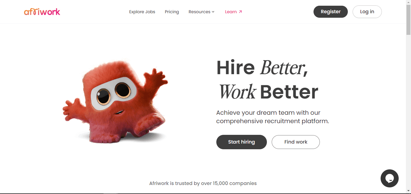 Afriwork landing page