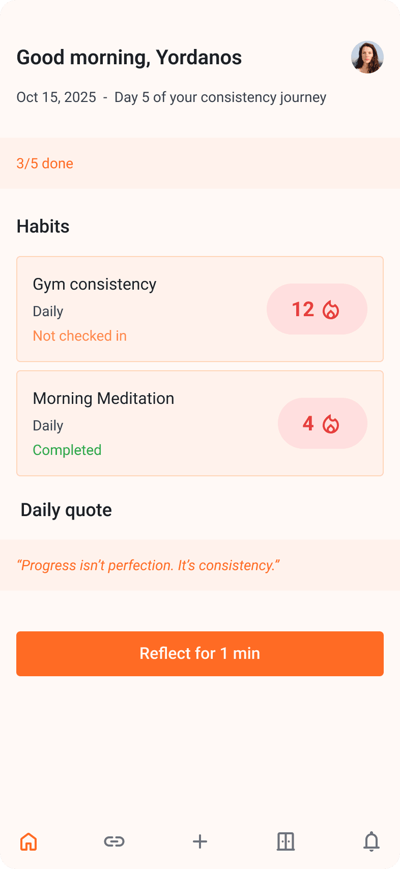 Habitica home dashboard