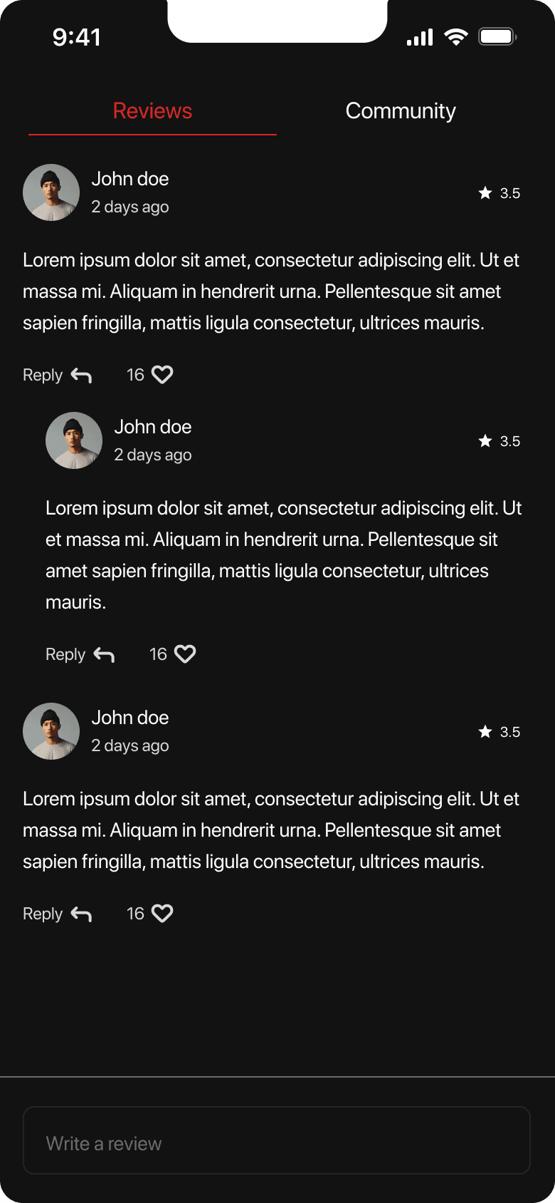 GymChatt reviews screen