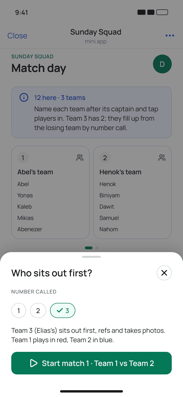 Who sits out first: a number is called