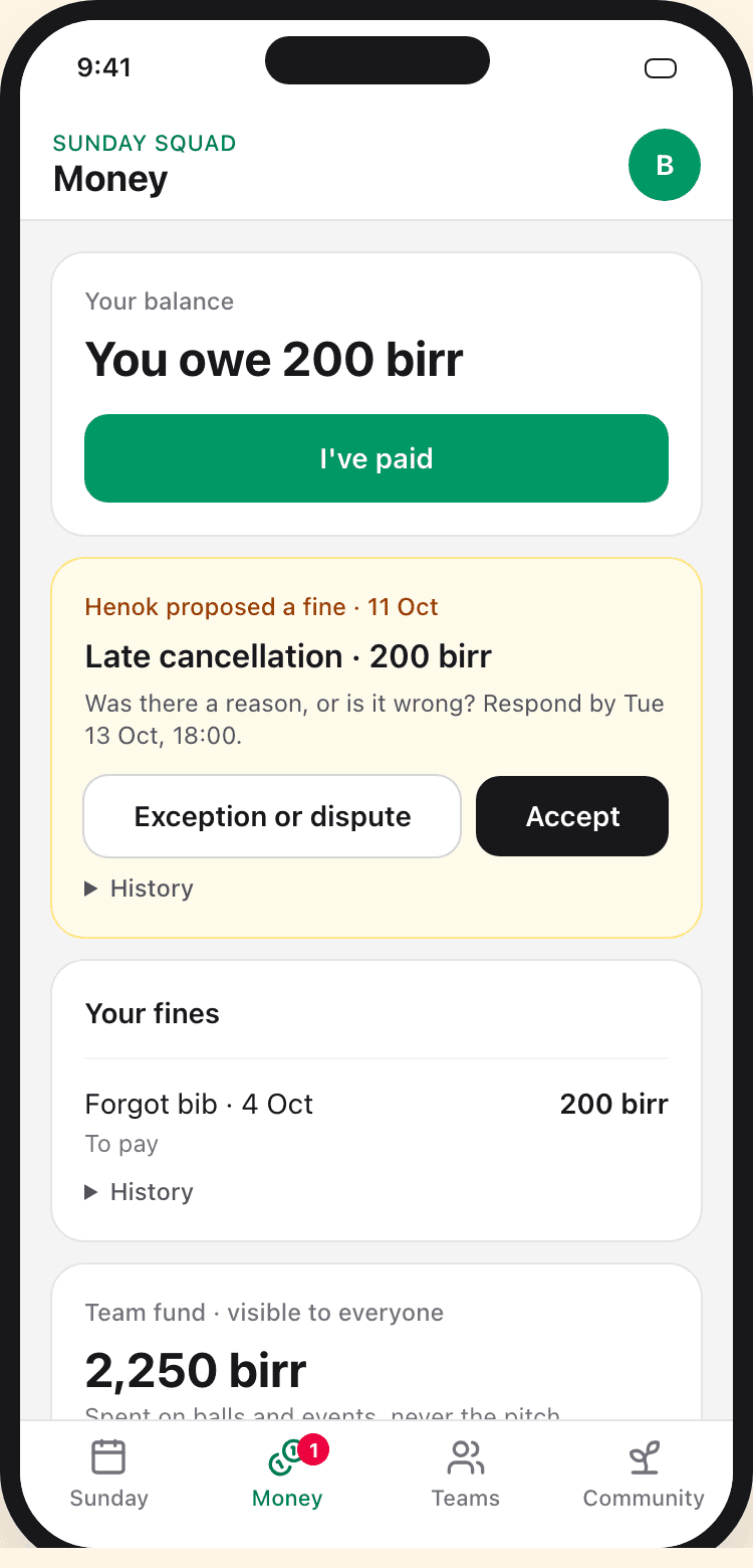 Version 2: proposed fine with the reason, deadline and a way to respond